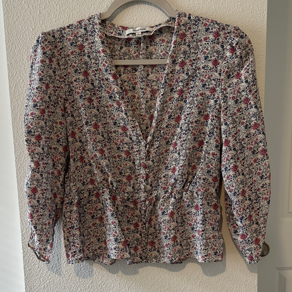 Madewell 100% Silk Floral Blouse